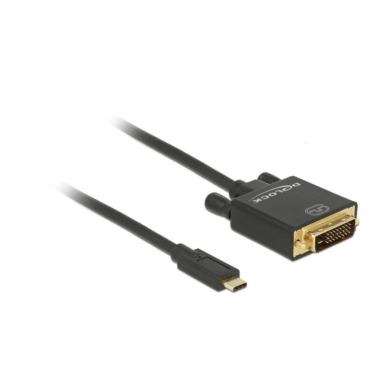 DeLOCK 1m, USB-C DVI 24+1 USB grafiikka-adapteri 3840 x 2160 pikseliä Musta