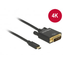 DeLOCK 1m, USB-C DVI 24+1 USB grafiikka-adapteri 3840 x 2160 pikseliä Musta