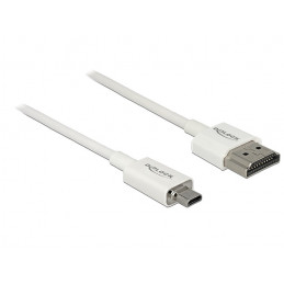 DeLOCK 85147 HDMI-kaapeli 0,25 m HDMI-tyyppi A (vakio) HDMI-tyyppi D (mikro) Valkoinen