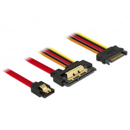 DeLOCK 85228 SATA-kaapeli 0,3 m SATA 7-pin SATA 22-pin Musta