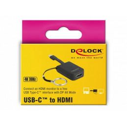 DeLOCK 63942 videokaapeli-adapteri 0,03 m USB Type-C HDMI Musta