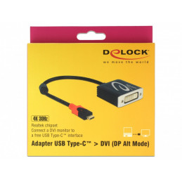 DeLOCK 61213 videokaapeli-adapteri 0,2 m USB Type-C DVI Musta