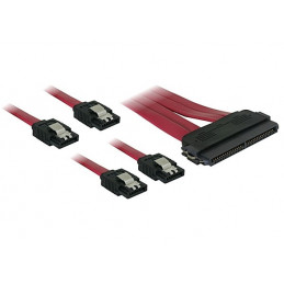 DeLOCK Cable SAS 32pin  4x SATA metal (SFF 8484 - 4x SATA) 50cm SATA-kaapeli 0,5 m Punainen