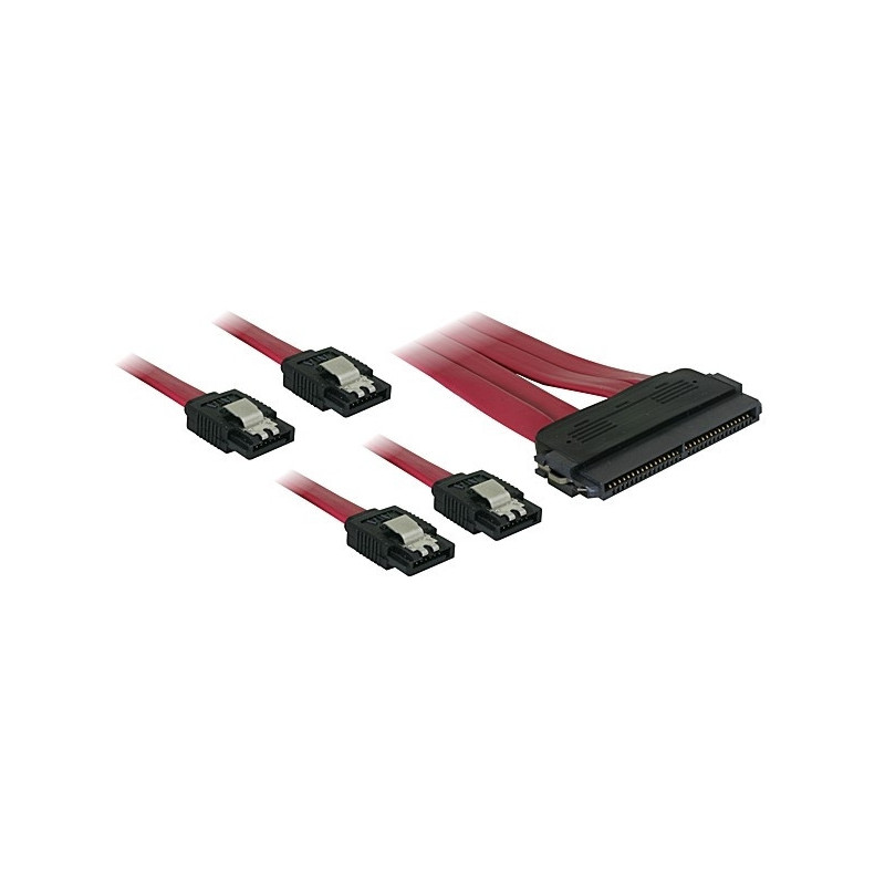 DeLOCK Cable SAS 32pin  4x SATA metal (SFF 8484 - 4x SATA) 50cm SATA-kaapeli 0,5 m Punainen