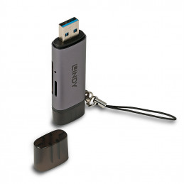 Lindy 43335 kortinlukija USB 3.2 Gen 1 (3.1 Gen 1) Type-A Type-C Musta, Harmaa