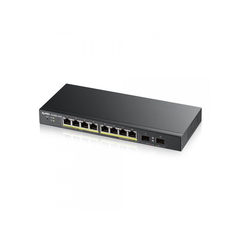 Zyxel GS1900-8HP v3 PoE Hallittu L2 Gigabit Ethernet (10 100 1000) Power over Ethernet -tuki Musta