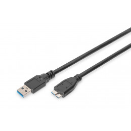 Digitus AK-300116-010-S USB-kaapeli 1 m USB 3.2 Gen 1 (3.1 Gen 1) USB A Micro-USB B Musta