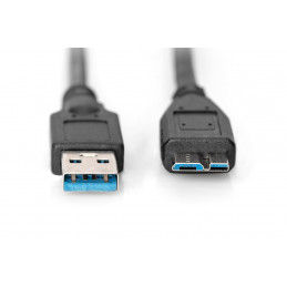 Digitus AK-300116-010-S USB-kaapeli 1 m USB 3.2 Gen 1 (3.1 Gen 1) USB A Micro-USB B Musta