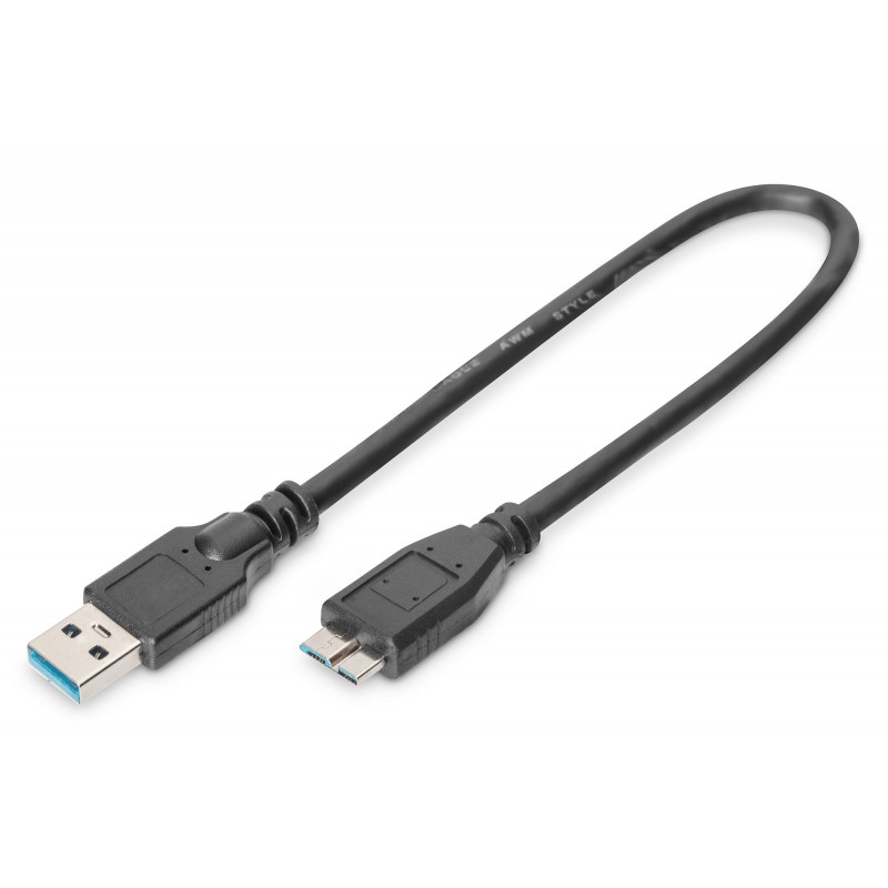 Digitus AK-300117-003-S USB-kaapeli 0,25 m USB 3.2 Gen 1 (3.1 Gen 1) USB A Micro-USB B Musta