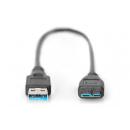 Digitus AK-300117-003-S USB-kaapeli 0,25 m USB 3.2 Gen 1 (3.1 Gen 1) USB A Micro-USB B Musta