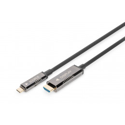 Digitus AK-330150-150-S videokaapeli-adapteri 15 m USB Type-C HDMI Musta