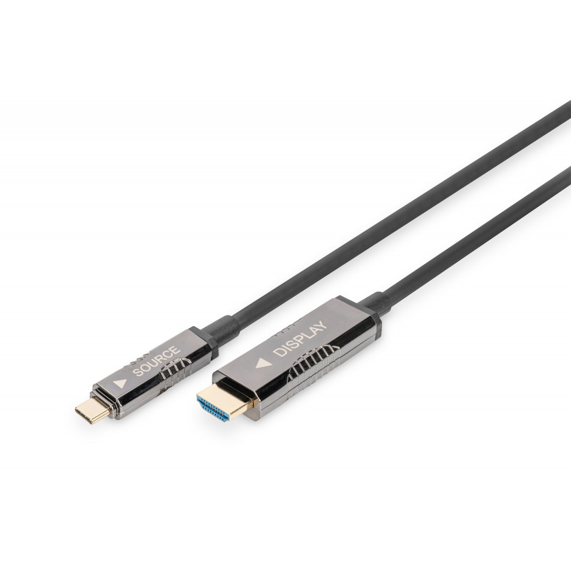 Digitus AK-330150-150-S videokaapeli-adapteri 15 m USB Type-C HDMI Musta