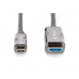 Digitus AK-330150-150-S videokaapeli-adapteri 15 m USB Type-C HDMI Musta