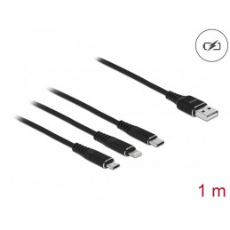 DeLOCK 87155 USB-kaapeli 1 m USB 2.0 USB A Micro-USB B Lightning Apple 30-pin Musta