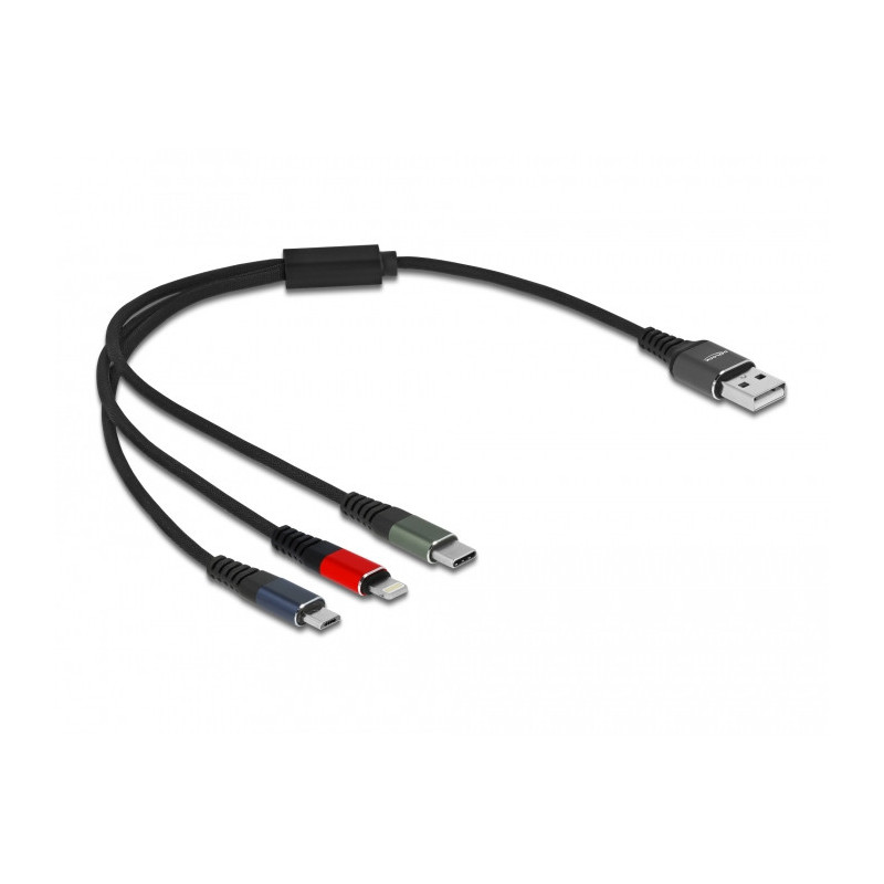 DeLOCK 87236 USB-kaapeli 0,3 m USB 2.0 USB A Micro-USB B Lightning Apple 30-pin Musta, Sininen, Vihreä, Punainen