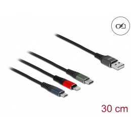 DeLOCK 87236 USB-kaapeli 0,3 m USB 2.0 USB A Micro-USB B Lightning Apple 30-pin Musta, Sininen, Vihreä, Punainen