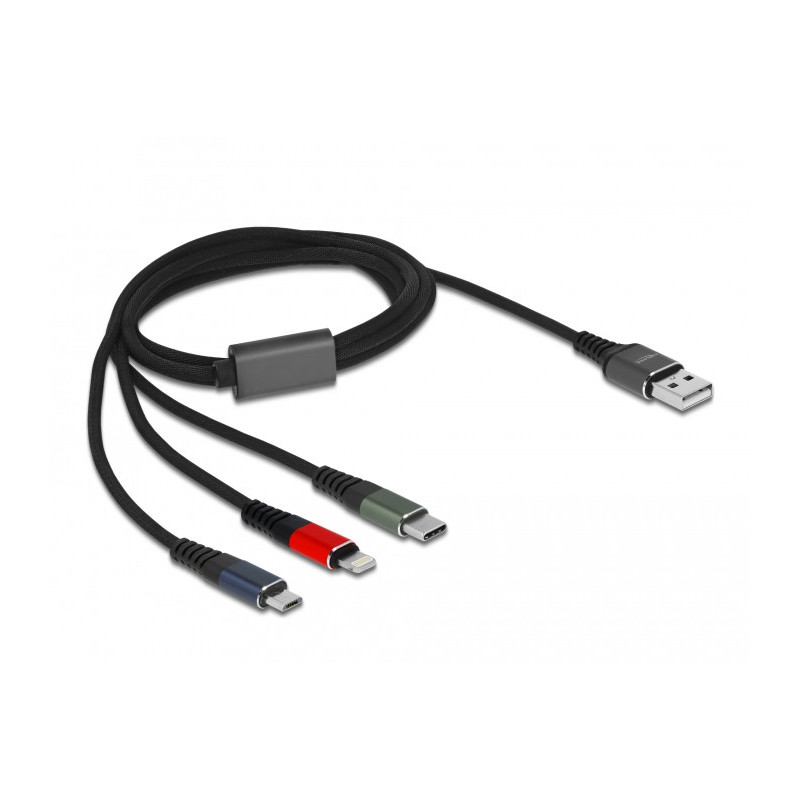 DeLOCK 87277 USB-kaapeli 1 m USB 2.0 USB A Micro-USB B Lightning Apple 30-pin Vihreä, Musta, Punainen, Sininen