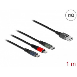 DeLOCK 87277 USB-kaapeli 1 m USB 2.0 USB A Micro-USB B Lightning Apple 30-pin Vihreä, Musta, Punainen, Sininen