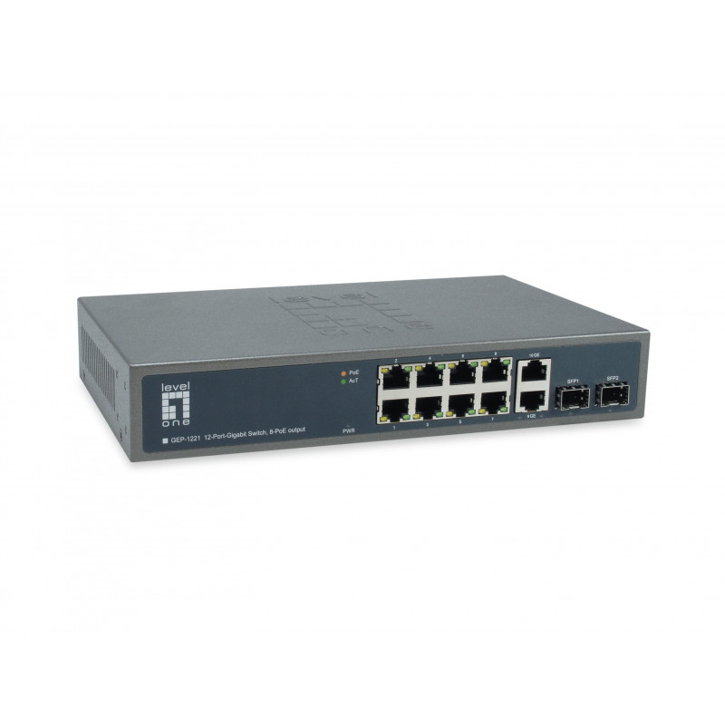 LevelOne GEP-1221 verkkokytkin Hallitsematon Gigabit Ethernet (10 100 1000) Power over Ethernet -tuki Musta