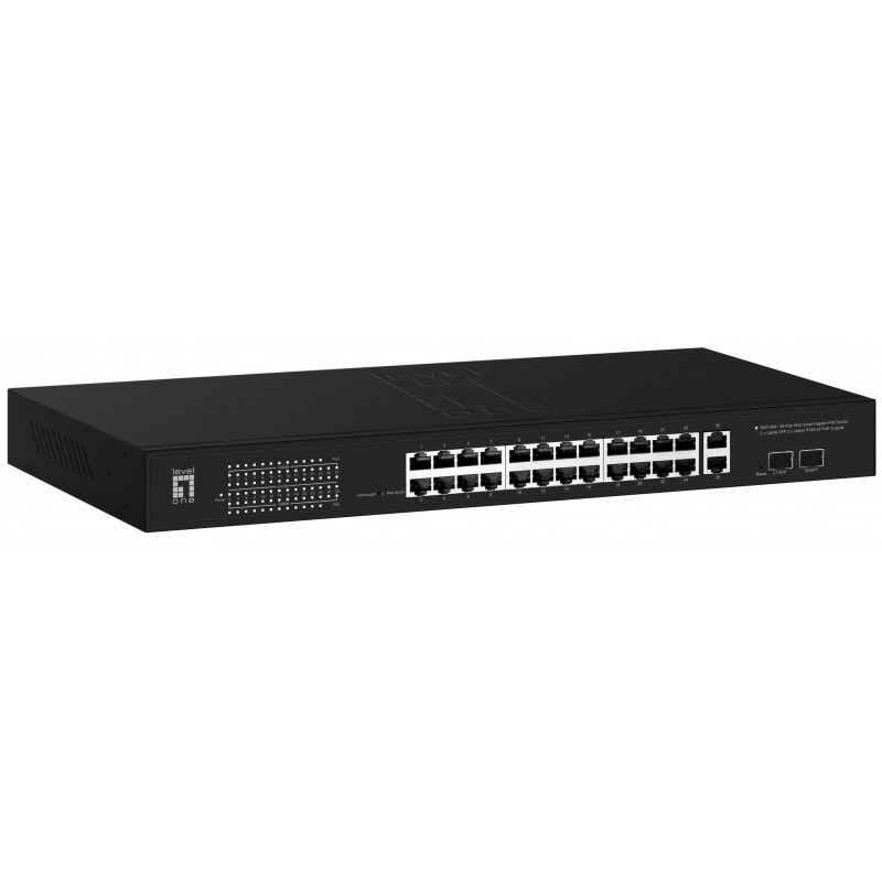 LevelOne GEP-2841 verkkokytkin Hallittu L2 Gigabit Ethernet (10 100 1000) Power over Ethernet -tuki 1U Musta