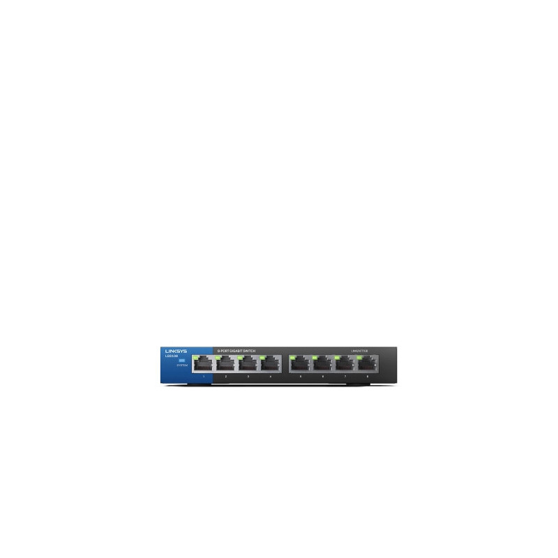 Linksys LGS108 Hallitsematon Gigabit Ethernet (10 100 1000) Musta, Sininen