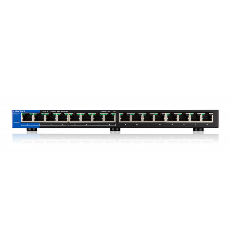 Linksys LGS116P Hallitsematon Gigabit Ethernet (10 100 1000) Power over Ethernet -tuki Musta