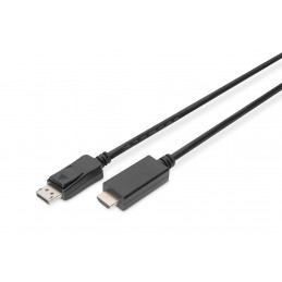 Digitus AK-340303-030-S videokaapeli-adapteri 3 m HDMI-tyyppi A (vakio) DisplayPort Musta