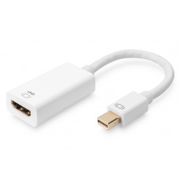 Digitus AK-340416-002-W videokaapeli-adapteri 0,2 m Mini DisplayPort HDMI-tyyppi A (vakio) Valkoinen