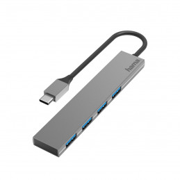 Hama 00200101 keskitin USB 3.2 Gen 1 (3.1 Gen 1) Type-C 5000 Mbit s Harmaa