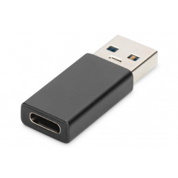 Digitus AK-300524-000-S kaapelin sukupuolenvaihtaja USB A USB-C jack Musta