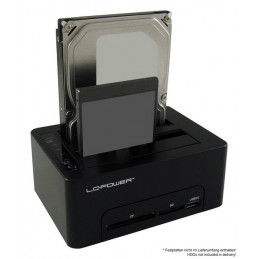 LC-Power LC-DOCK-U3-CR tallennusaseman telakointiasema USB 3.2 Gen 1 (3.1 Gen 1) Type-A Musta