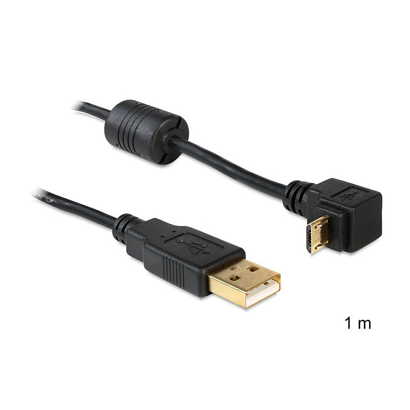 DeLOCK USB2.0 1m USB-kaapeli USB A Micro-USB B Musta