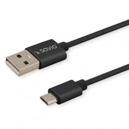Savio CL-129 USB-kaapeli 2 m USB 2.0 USB A USB C Musta