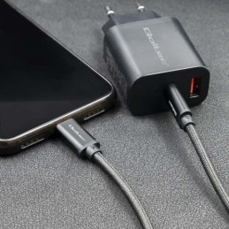 Qoltec 52361 USB-kaapeli 1 m USB 2.0 USB C Musta