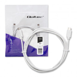 Qoltec 52346 USB-kaapeli 2 m USB 2.0 USB C Valkoinen