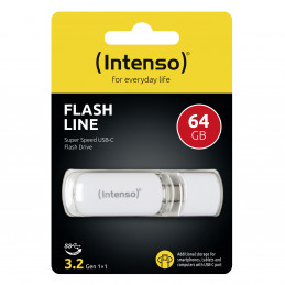 Intenso Flash Line USB-muisti 64 GB USB Type-C 3.2 Gen 1 (3.1 Gen 1) Valkoinen