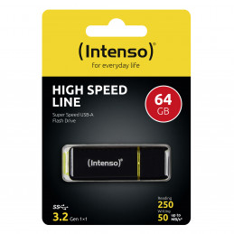 Intenso High Speed Line USB-muisti 64 GB USB A-tyyppi 3.2 Gen 1 (3.1 Gen 1) Musta, Keltainen