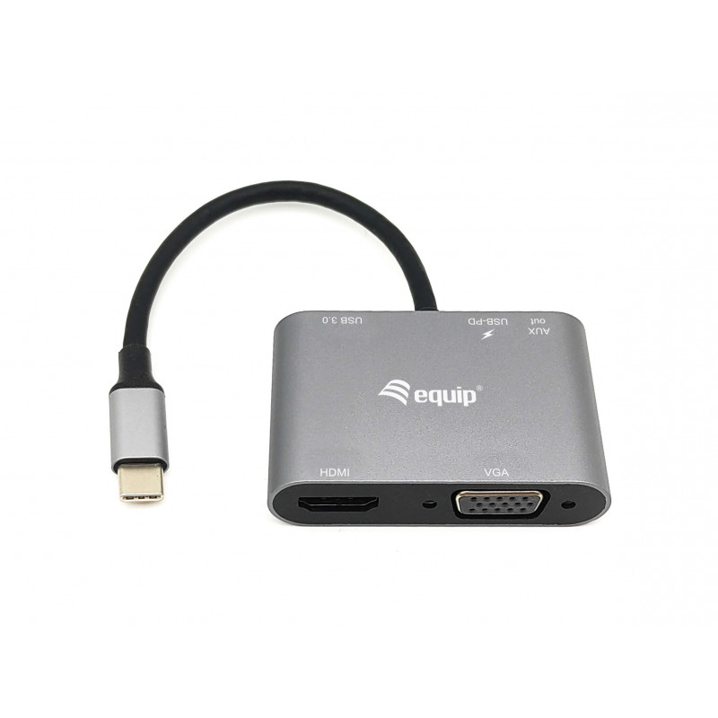 Equip 133483 kannettavien tietokoneiden telakka ja porttitoistin Langallinen USB 3.2 Gen 1 (3.1 Gen 1) Type-C Musta, Harmaa