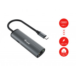 Equip 133486 keskitin USB Type-C 1000 Mbit s Musta, Harmaa