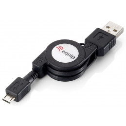 Equip 128595 USB-kaapeli 1 m USB 2.0 USB A Micro-USB B Musta