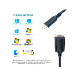 Equip 133392 sarjakaapeli Musta 1,5 m USB Type-C DB-9