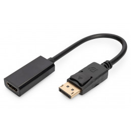 Digitus AK-340408-001-S videokaapeli-adapteri 0,15 m DisplayPort HDMI-tyyppi A (vakio) Musta