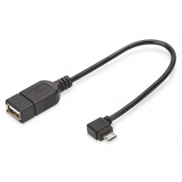 Digitus USB 2.0 ADPTER CABLE MICRO B-A USB-kaapeli 0,15 m Micro-USB B USB A Musta