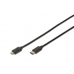 Digitus 1.8m, USB3.0-C USB3.0 micro-B USB-kaapeli 1,8 m USB 3.2 Gen 1 (3.1 Gen 1) USB C Micro-USB B Musta