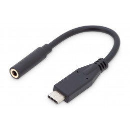 Digitus AK-300321-002-S matkapuhelimen kaapeli Musta 0,2 m USB C 3.5mm