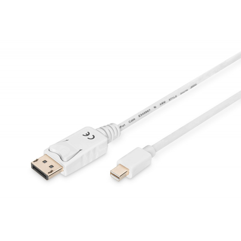 Digitus mini DP - DP, 3m Mini DisplayPort DisplayPort Valkoinen