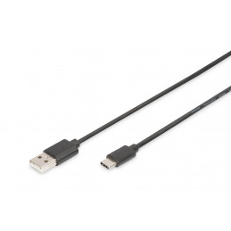 Digitus 1.8m, USB3.0-C USB3.0-A USB-kaapeli 1,8 m USB 3.2 Gen 1 (3.1 Gen 1) USB C USB A Musta