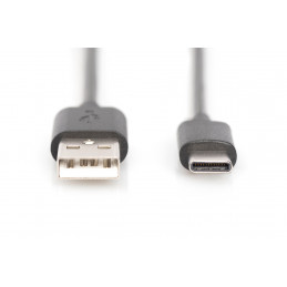 Digitus 1.8m, USB3.0-C USB3.0-A USB-kaapeli 1,8 m USB 3.2 Gen 1 (3.1 Gen 1) USB C USB A Musta