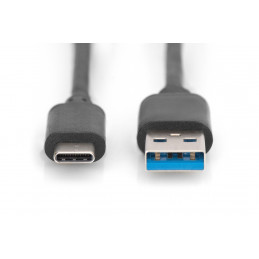 Digitus 1m, USB3.0-C USB3.0-A USB-kaapeli USB 3.2 Gen 1 (3.1 Gen 1) USB C USB A Musta