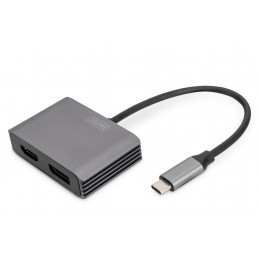 Digitus DA-70826 videokaapeli-adapteri 0,2 m USB Type-C HDMI + DisplayPort Harmaa